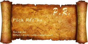 Pick Réka névjegykártya